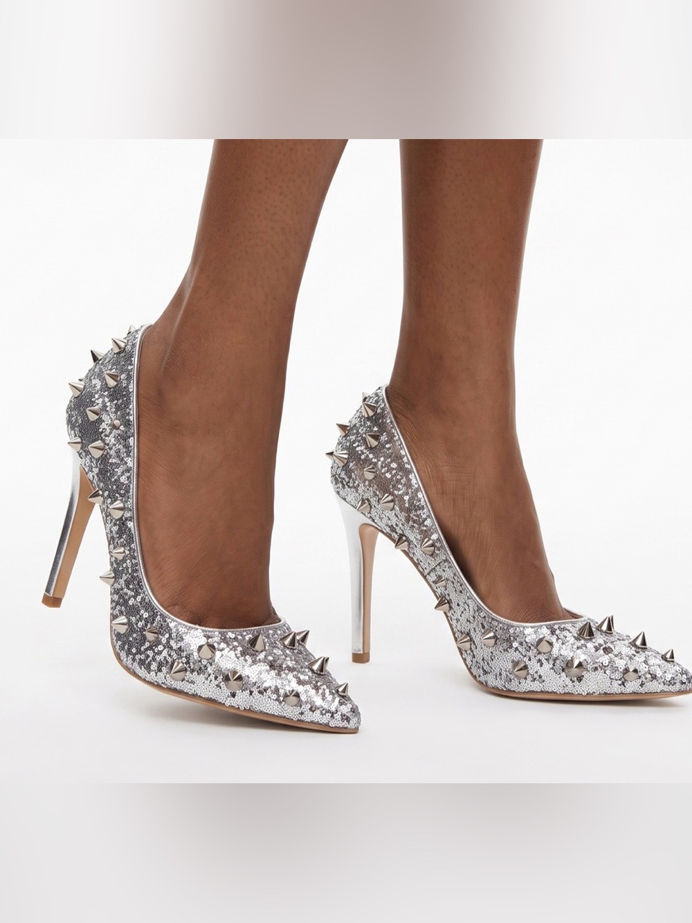 CARVELA Metallic silver heels Spikes SIZE 6 Like new Never worn 4inch stilettos - Picture 2 of 12